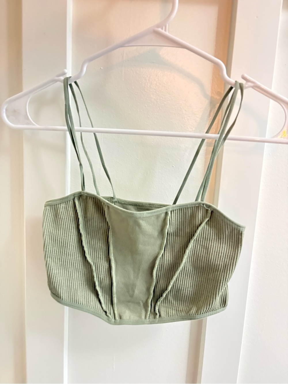 Urban Outfitters Out From Under Sage Green Ribbed Cropped Top
